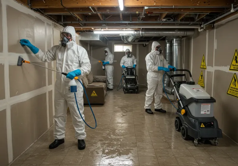 Basement Moisture Removal and Structural Drying process in Lakeside, VA